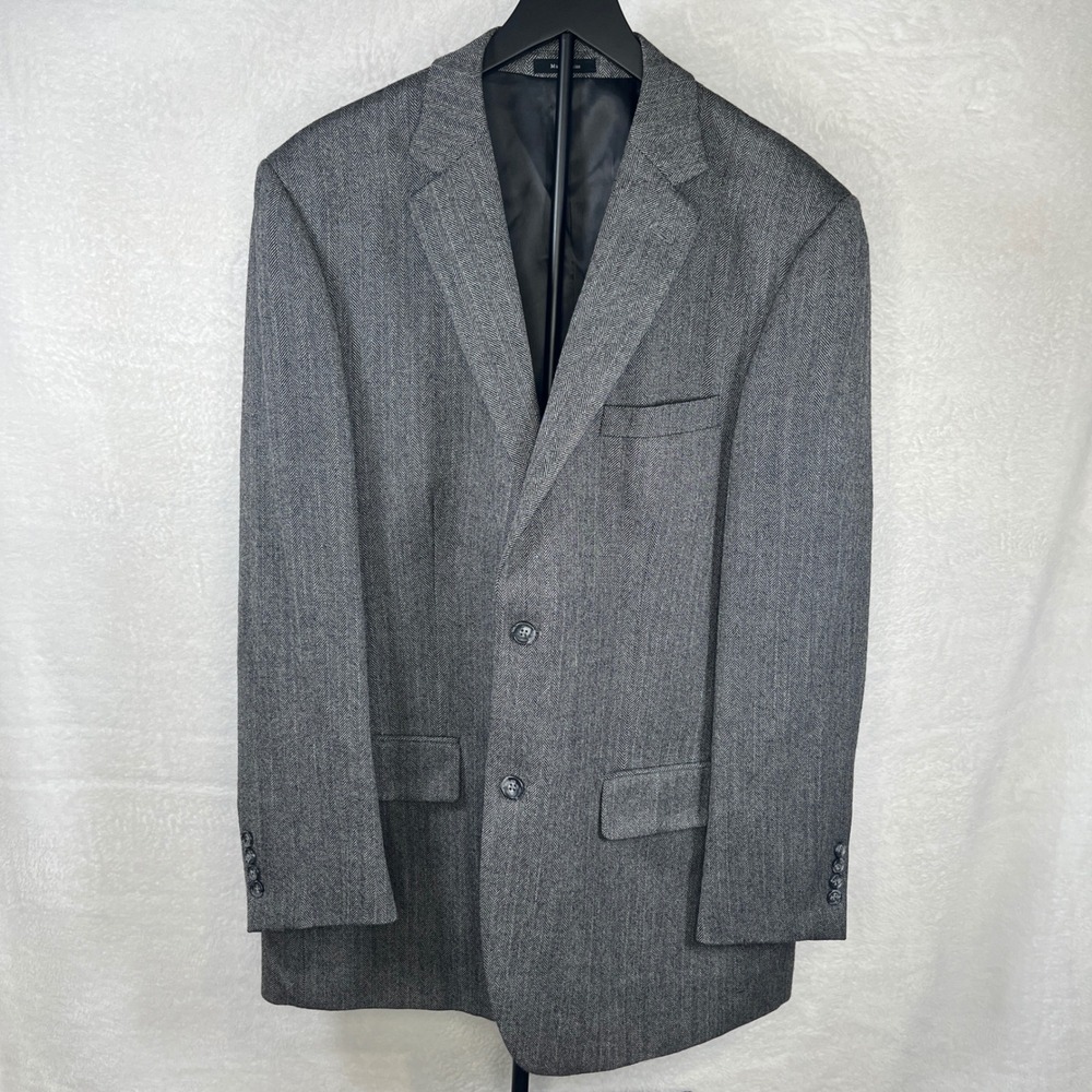 Joseph Feiss Gold Luxury 100% Wool Mens 42 Long Herringbone Sport Coat Blazer‎